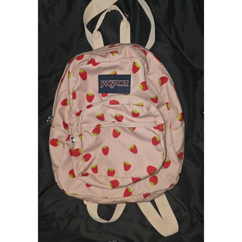 Jansport pink strawberry print mini backpack bookbag purse bag tote!